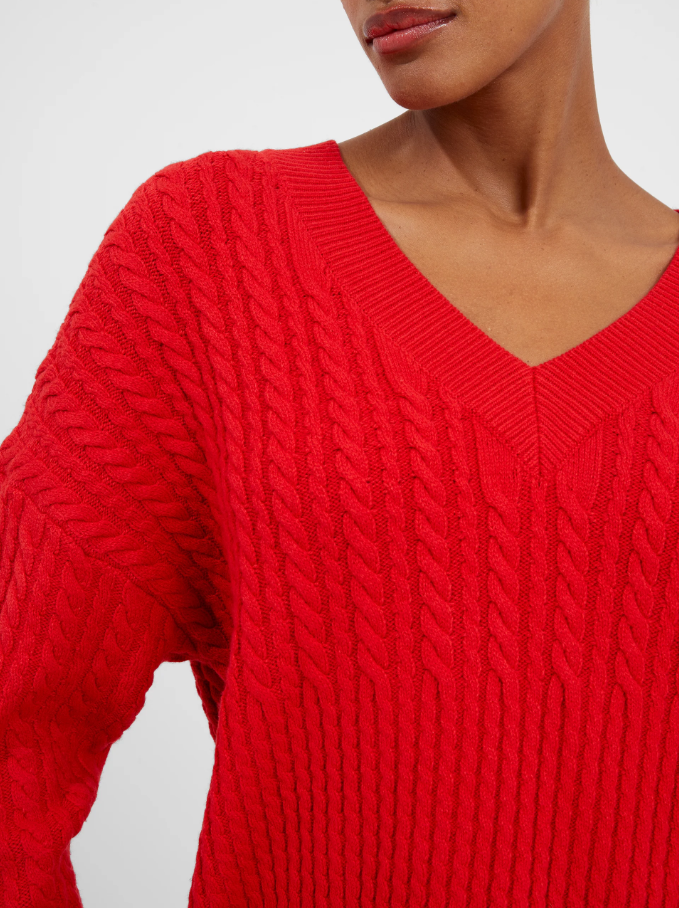 Babysoft Cable Knit V Neck Sweater