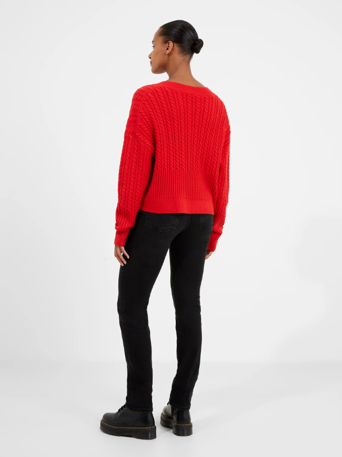 Babysoft Cable Knit V Neck Sweater