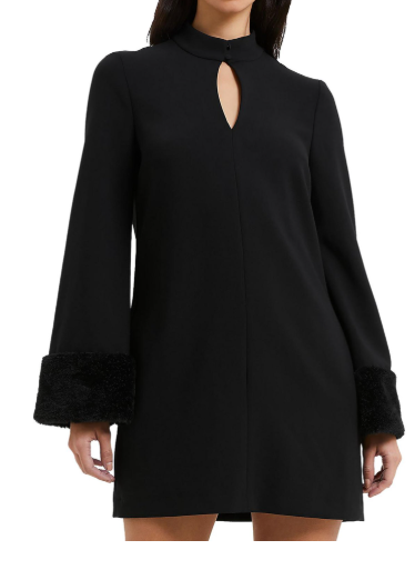 Black Whisper Dress With Fur Detail