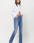 Stretch High Rise Straight Leg Jeans