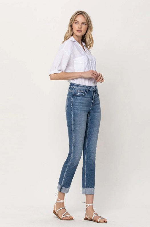 Mid Rise Single Cuff Jean