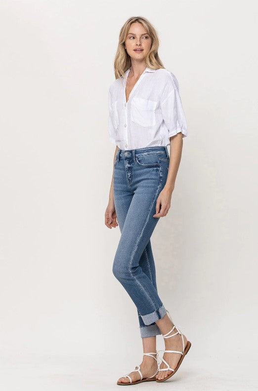 Mid Rise Single Cuff Jean