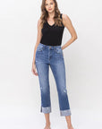 High Rise Regular Straight Jeans w/ Cuff