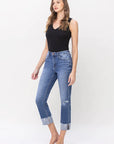 High Rise Regular Straight Jeans w/ Cuff