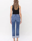 High Rise Regular Straight Jeans w/ Cuff
