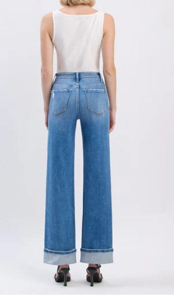 High Rise Wide Cuff Jean