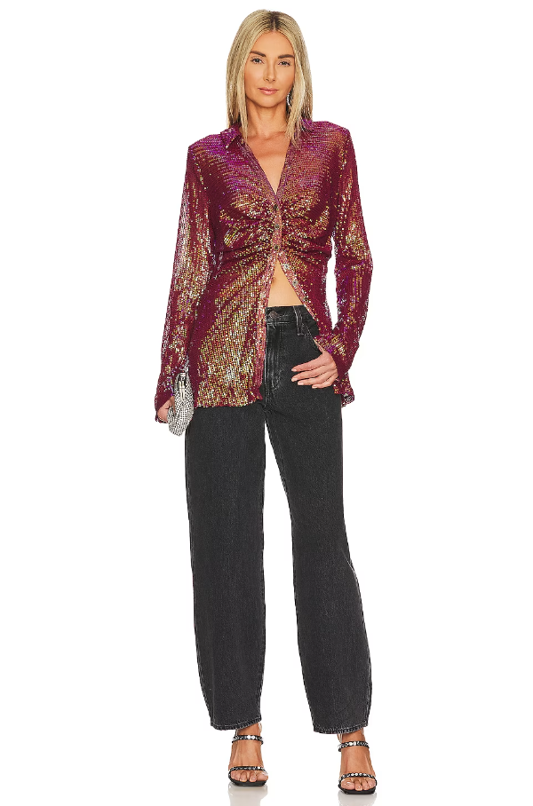 Sequin Shirtee Top - Dark Rhubarb