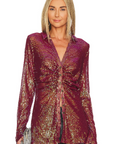 Sequin Shirtee Top - Dark Rhubarb