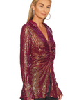 Sequin Shirtee Top - Dark Rhubarb