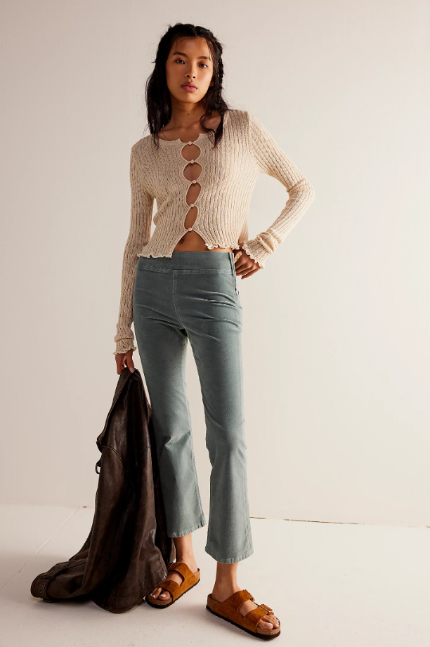 In My Feelings Velvet Crop Flare Pants