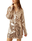Sophie Sequin Mini Dress Champagne
