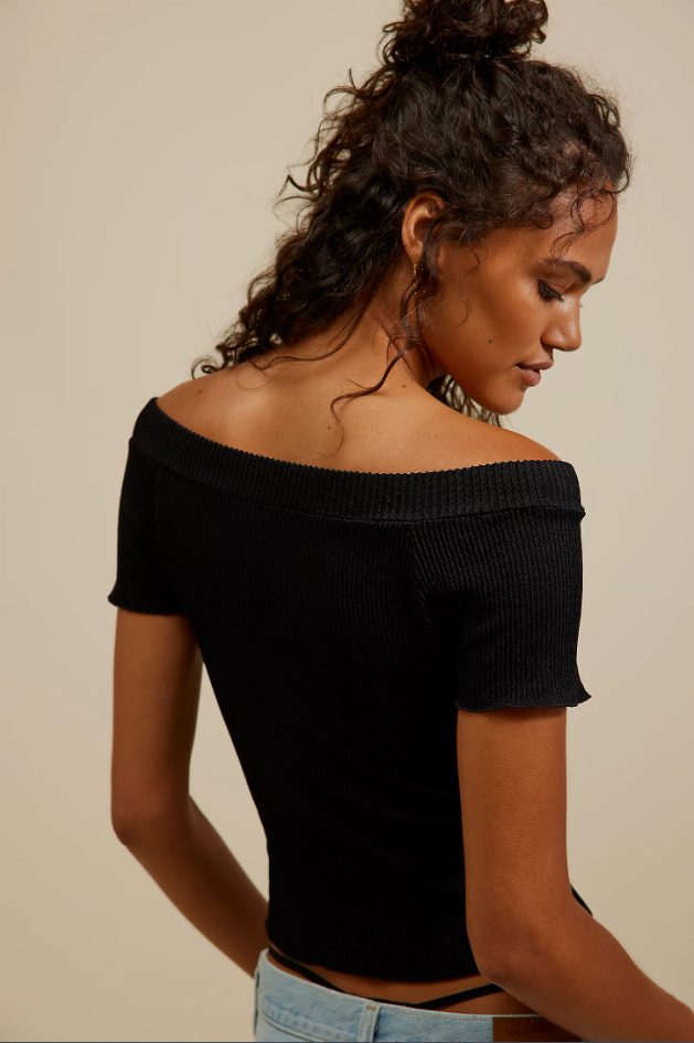 Ribbed Seamless Tee - Black