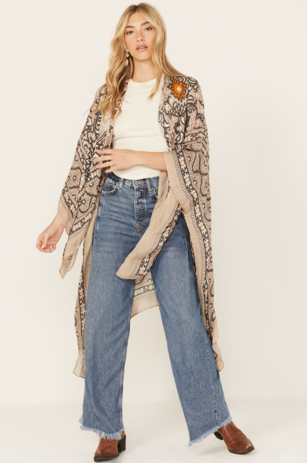 Magic Dance Border Print Kimono