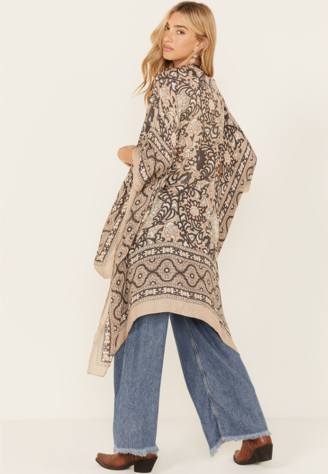 Magic Dance Border Print Kimono