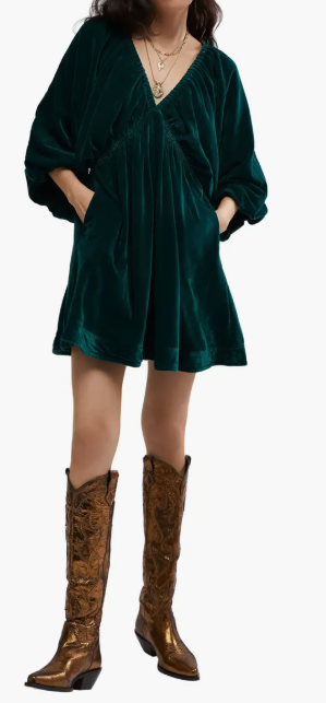 Portia Velvet Mini Dress - Emerald