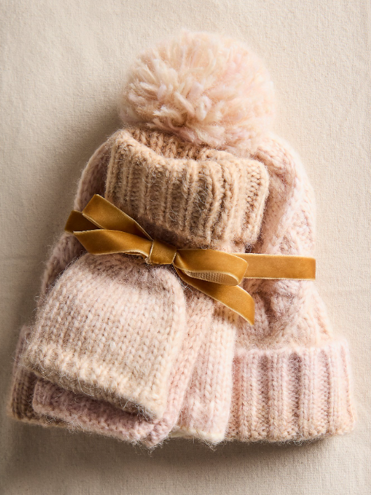 Rainbow Run Hat and Glove Ivory