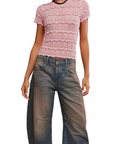 Angelina Lace Tee - Blushing Coral
