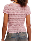 Angelina Lace Tee - Blushing Coral