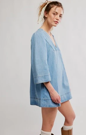 Goldie Balloon Sleeve - Celestial Blue