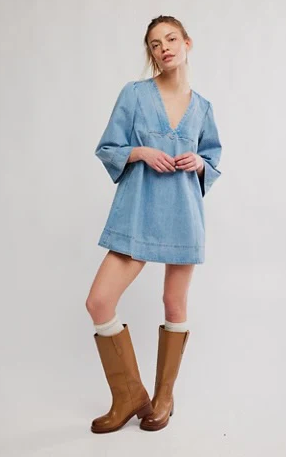 Goldie Balloon Sleeve - Celestial Blue