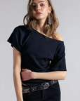 Lucy Off the Shoulder Tee - Black