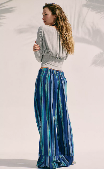Day's End Linen Striped Pull-On Pants