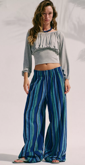 Day's End Linen Striped Pull-On Pants