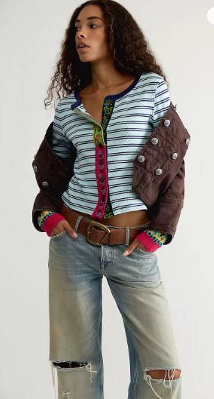 We The Free Noa Cardi Blue Pop Combo