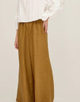 Long Line Linen Pant - Brown Olive