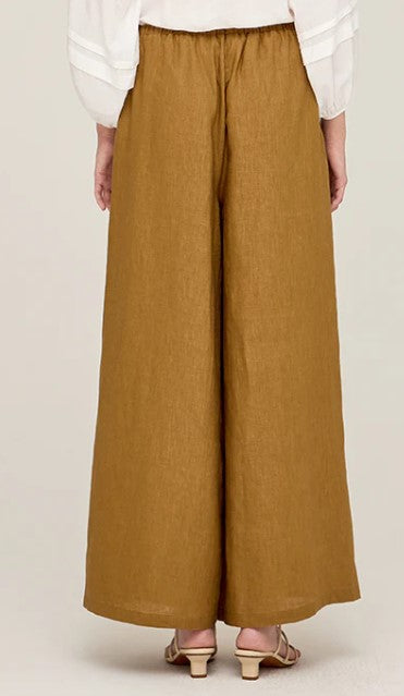 Long Line Linen Pant - Brown Olive