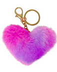 Fluffy Heart Key Chain Pink/Purple