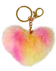 Fluffy Heart Key Chain Pink/Yellow