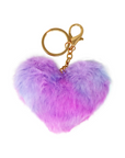 Fluffy Heart Key Chain Purple/Blue