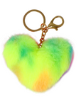 Fluffy Heart Key Chain Rainbow