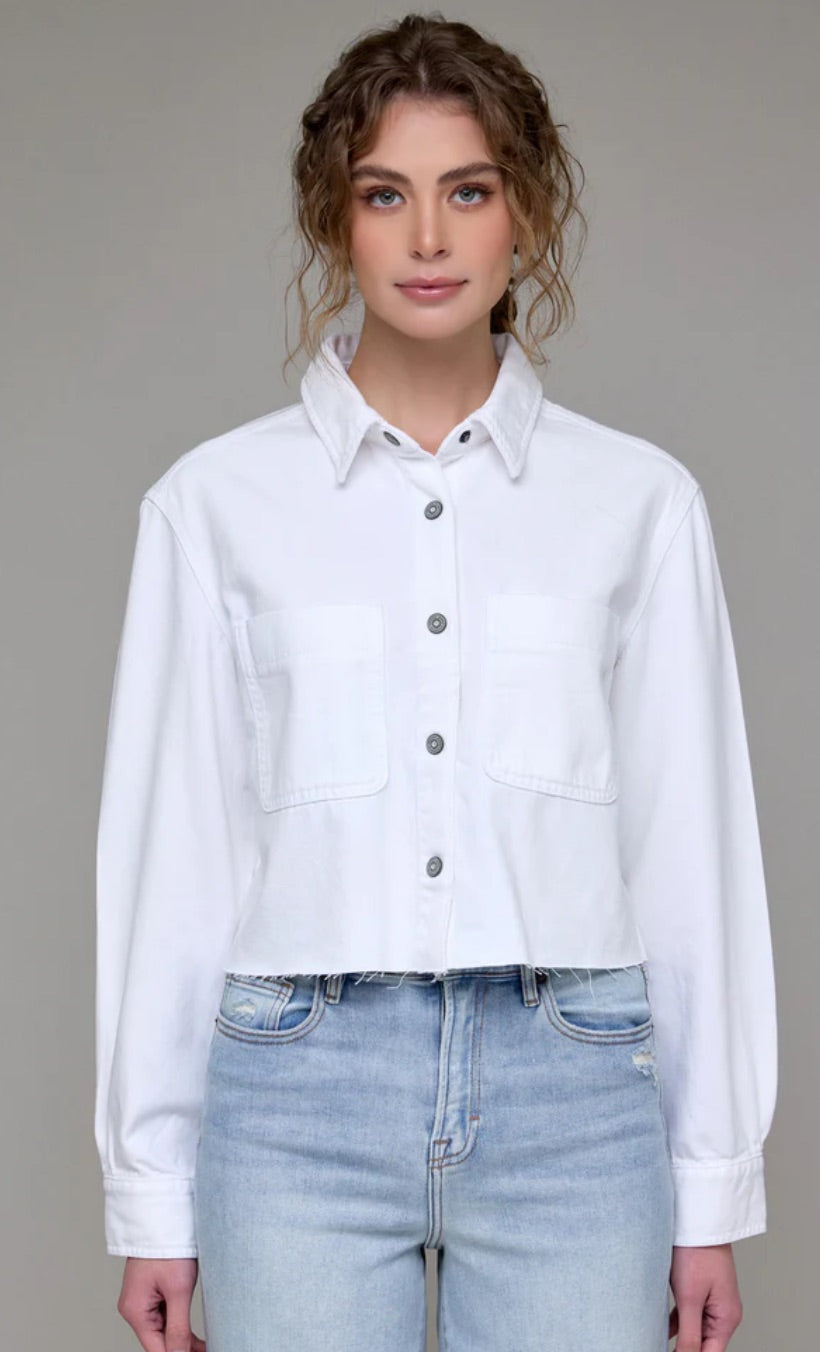 White Cropped Jean Jacket
