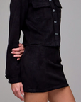 Low Rise Suede Micro Mini Skirt - Black
