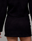 Low Rise Suede Micro Mini Skirt - Black