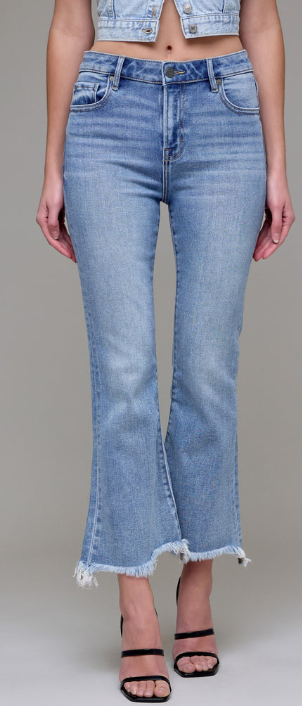 Happi Medium Wash Frayed Hem Flare