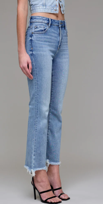 Happi Medium Wash Frayed Hem Flare