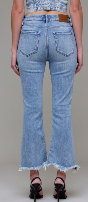 Happi Medium Wash Frayed Hem Flare