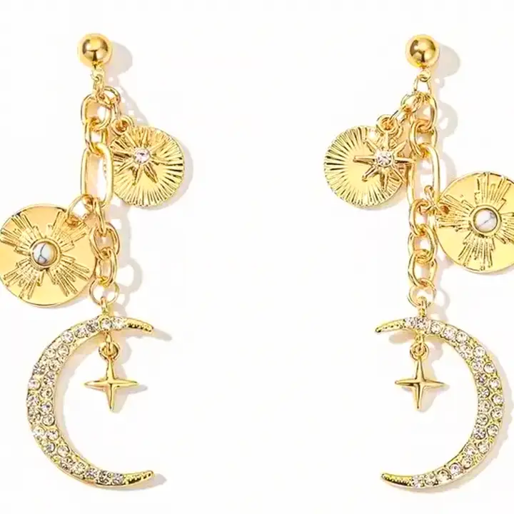 Celestial Coin Charm Earrings
