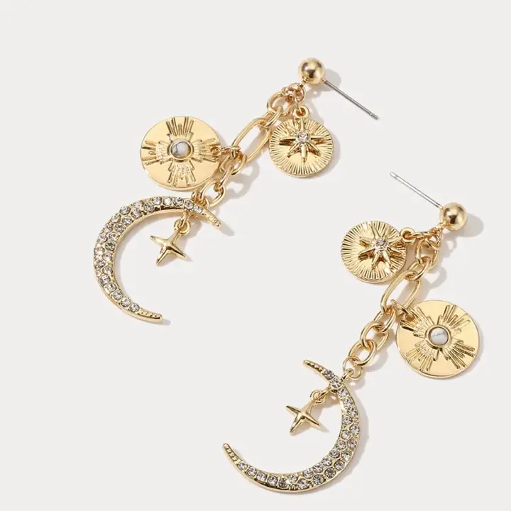 Celestial Coin Charm Earrings
