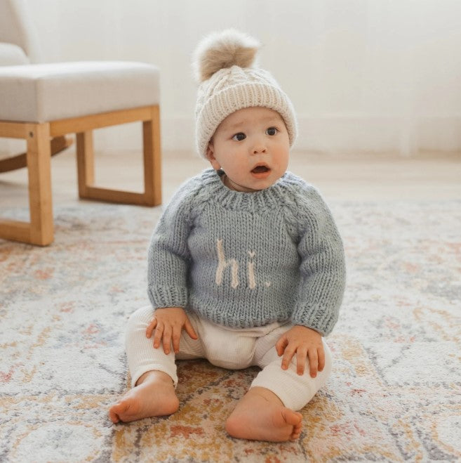 Hi. Crew Neck Sweater - Blue