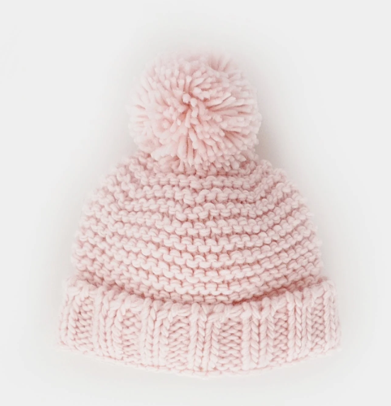 Blush Pink Garter Stitch Beanie Hat