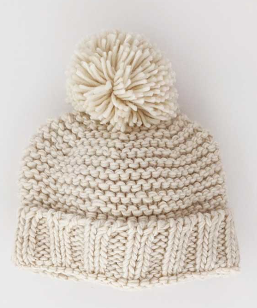 Natural Garter Stitch Beanie