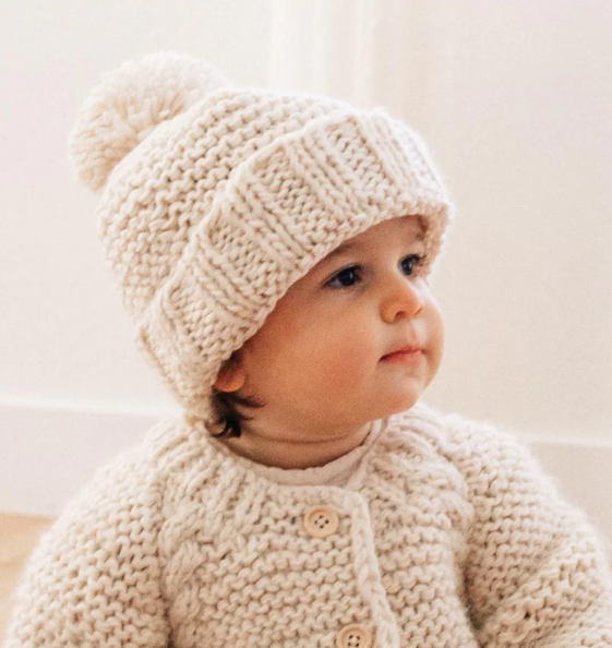 Natural Garter Stitch Beanie