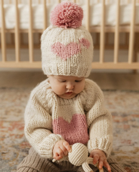 Sweetheart Knit Beanie Hat Rosy