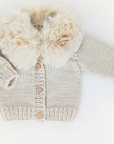 Fur Collar Natural Sweater Cardigan