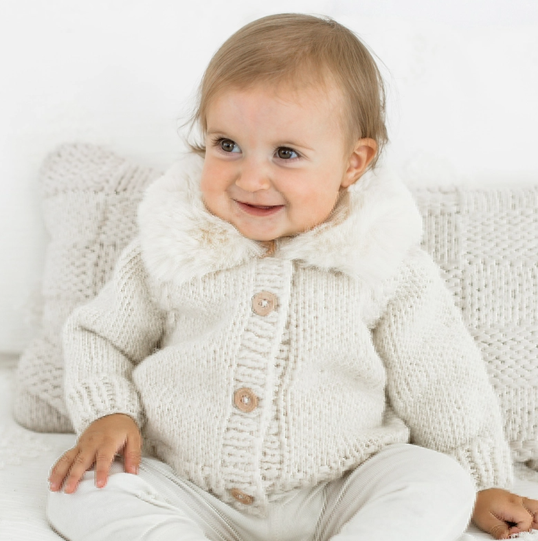 Fur Collar Natural Sweater Cardigan