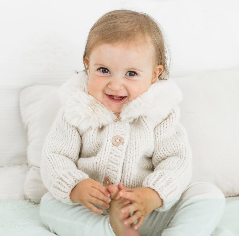 Fur Collar Natural Sweater Cardigan